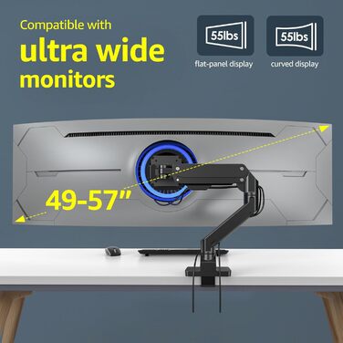 Підставка для монітора Bewiser Robuster: міцна, для широких моніторів 34-57 дюймів, до 20 кг, чорна