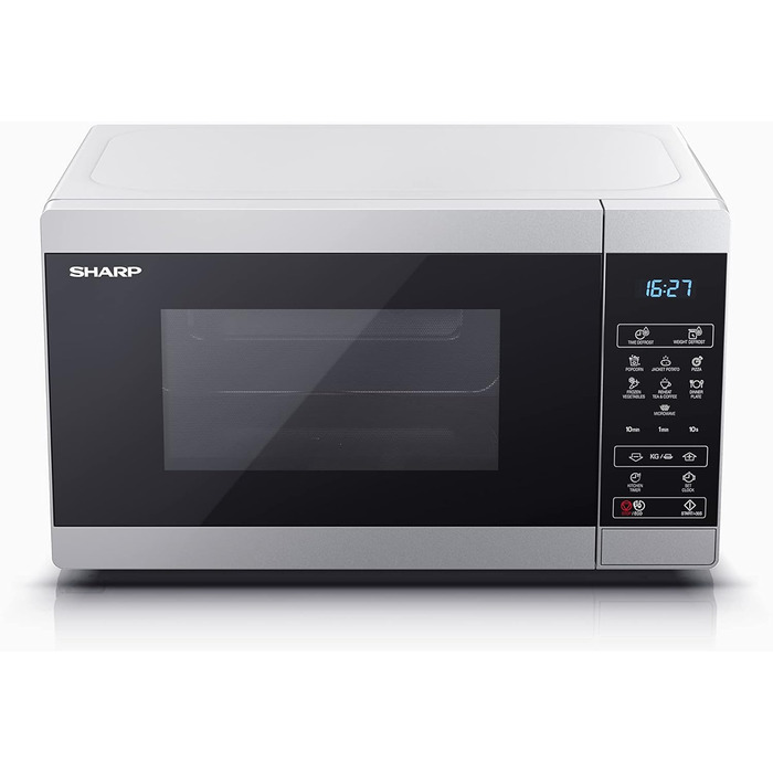 Мікрохвильова піч SHARP MS02ES, 800 Вт, 11 режимів, функція розморожування, срібляста, 440x258x324 мм
