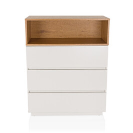 Комод MELMO K 80x40x100 см 3 шухляди білий/дуб hjh LIVING