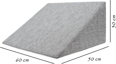 Подушка клиноподібна XL 60x50x30 см для читання в ліжку та на дивані. Чохол знімний, що прається. Чорно-біла, антирефлюксна подушка