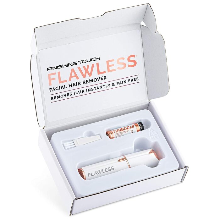 Електричний тример Finishing Touch Flawless Face для видалення жіночого пушкового та обличчяного волосся, безболісний депілятор для чутливої шкіри, жіночий бритва для обличчя, білий, з батарейкою