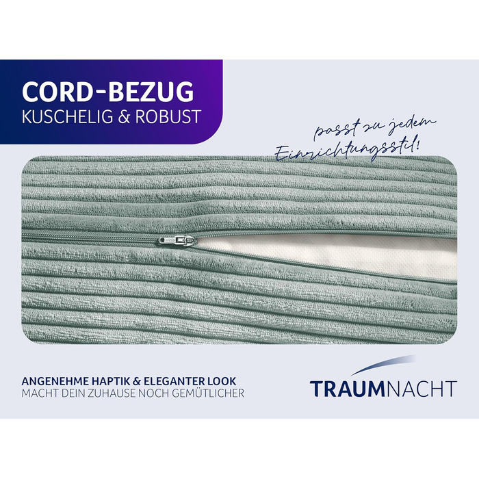 Подушка для спини та читання Traumnacht Cozy 70x40 см, знімний чохол з 100% поліестеру, бічне відділення, сертифікат Öko-Tex, німецька якість (Бірюзовий)