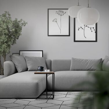 Стіл приставний у формі С ML-Design, чорний-вінтажно-коричневий, 45x25x64 см, метал і дерево, індустріальний стиль, для ноутбука, дивану, вітальні