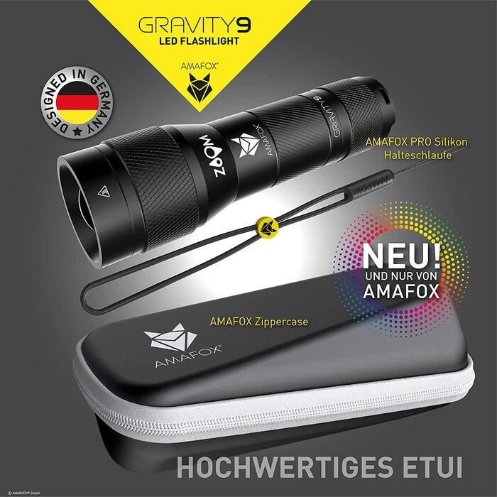 Ліхтарик AMAFOX G9 XENON Megabeam, надпотужний LED, тактичний, акумуляторний, з USB-C, чорний, для туризму та безпеки