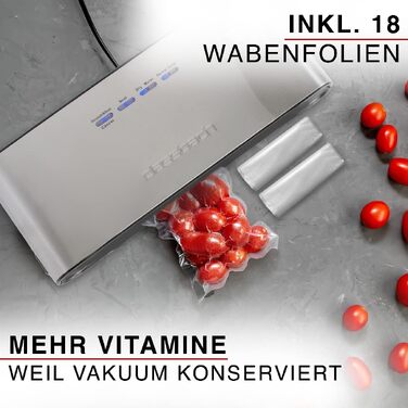 Вакууматор для продуктів C-VK 4000 з пакетами | Вакуумний пакувальник нержавіюча сталь, зберігає свіжість у 8 разів довше | Набір для запаювання харчових продуктів