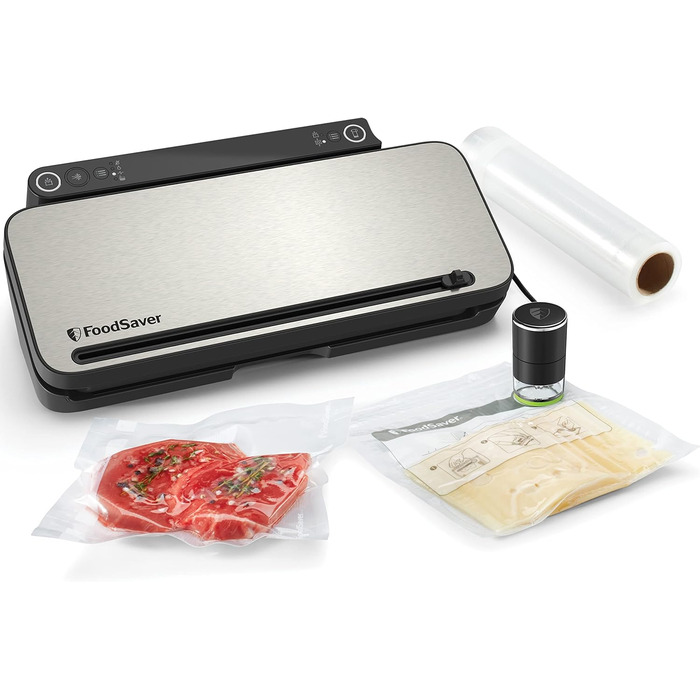 Вакууматор для продуктів FoodSaver VS3190X багатофункціональна система вакуумування, сріблястий (ручний пристрій, рулон, пакети)