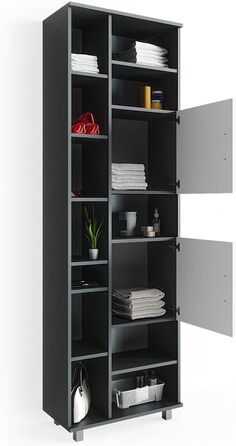 Шафа для ванної Vicco Ilias, білий/антрацит, 60x190 см