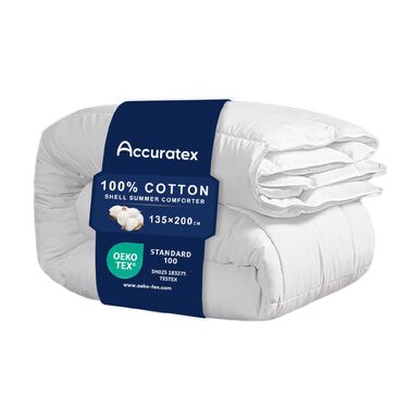 Зимова ковдра ACCURATEX з 100% бавовняним чохлом, щільність 450 г/м², розмір 135×200 см (з літнім наповнювачем 250 г/м²)