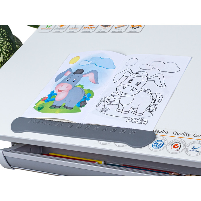 Дитячий стіл Mealux Hamilton Multicolor BL з полицею (арт. BD-680 W/G MC+BL з полицею)