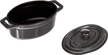 STAUB Міні-кокот овальний з кришкою, 11 см, 0,25 л, для індукції, матова чорна емаль всередині, графітово-сірий