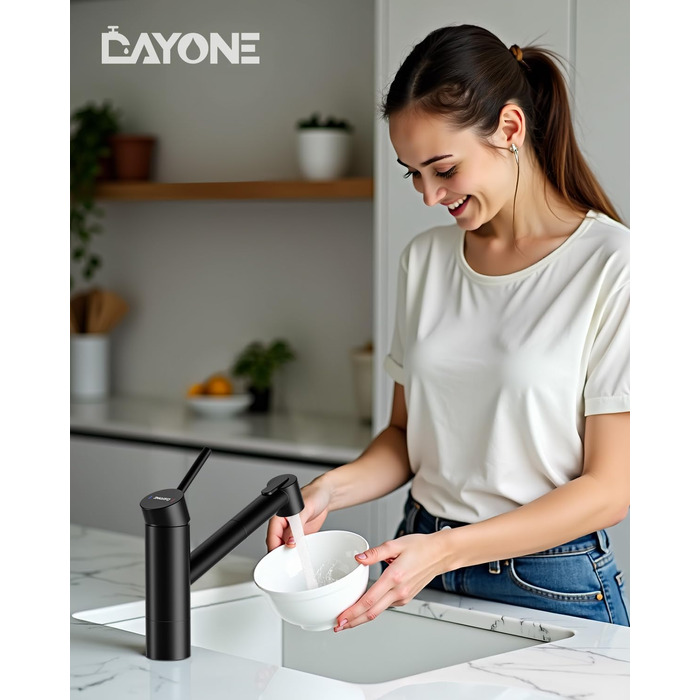 Змішувач кухонний DAYONE з висувним душем, поворотний на 120°, одноручкова кухонна мийка, цинковий сплав