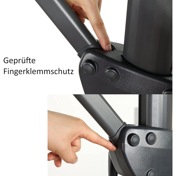 Квадратна садова парасолька Deuline FLORENZ 270x270 см, алюмінієвий стержень, з ручкою-колінчастом механізмом, водовідштовхуюча тканина з UV-захистом, сіра