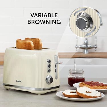 Тостер Breville Mutiger 2-слотовий кремовий з широкими прорізами, хром-срібло (VTR003)