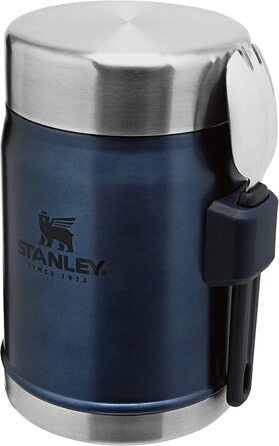Термос для їжі Stanley Classic Legendary 400 мл з ложкою-виделкою, тримає тепло або холод до 7 годин, нержавіюча сталь, BPA-Free, можна мити в посудомийній машині, колір Nightfall