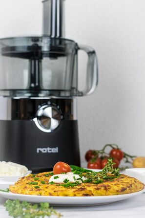 Кухонний комбайн Rotel 1436550, мультифункціональний, електричний подрібнювач, міксер, терка, цитрус-прес, нержавіюча сталь, пластик, чорний, 38,5x24,6x11,9 см