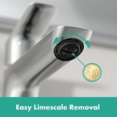 Змішувач для ванної кімнати Hansgrohe Logis Fine з Push-Open, вилив висотою 110 мм, EcoSmart, хром