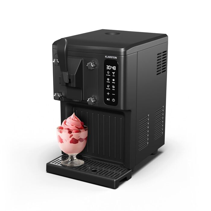 Морожениця Klarstein SweetSwirl 3-в-1: для морозива, молочних коктейлів та смузі, 1.5 л, сенсорний дисплей, режим підтримки температури, чорний колір