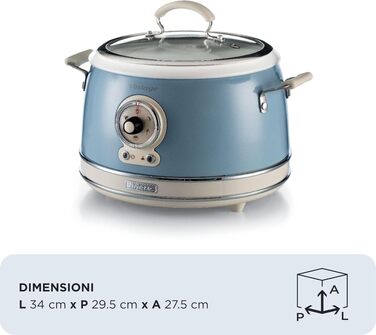 Мультиварка Ariete Vintage 2904 блакитна 3.5л для рису, приготування на пару, повільного приготування з керамічним антипригарним покриттям 650W
