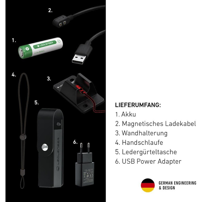 Ліхтарик Ledlenser P7R Signature LED з червоним світлом, акумулятором 21700, водонепроникний IP68, 2000 люмен, фокусування, дальність 330 м, із зарядкою та чохлом