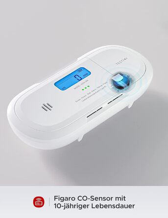 Розумний детектор чадного газу X-Sense XC04-WX з Wi-Fi, сповіщення в реальному часі через додаток, зі змінною батареєю, білий