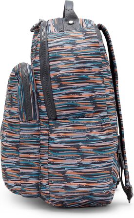 Великий рюкзак Kipling SEOUL синього кольору з принтом Mineral Stripes
