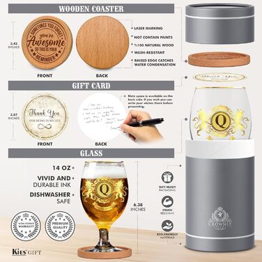 Пивний келих з гравіюванням CROWNLY CRYSTAL® – іменний подарунок для чоловіків, тата, оригінальний подарунок на день народження, персоналізований сувенір для чоловіка, стильний келих для пива