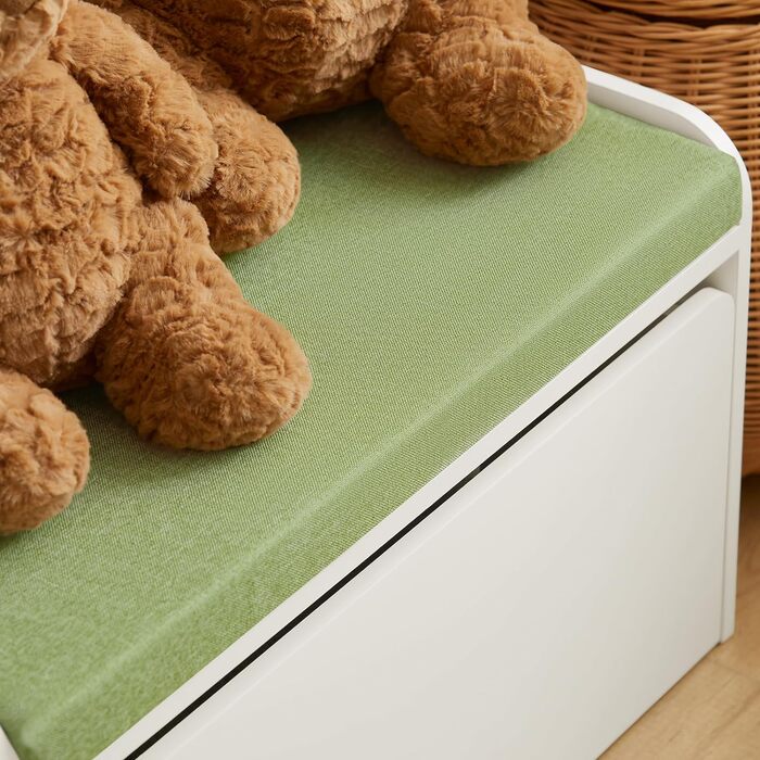 Дитяча іграшкова скриня SoBuy KMB80-W з подушкою, біла, 60x35x34 см