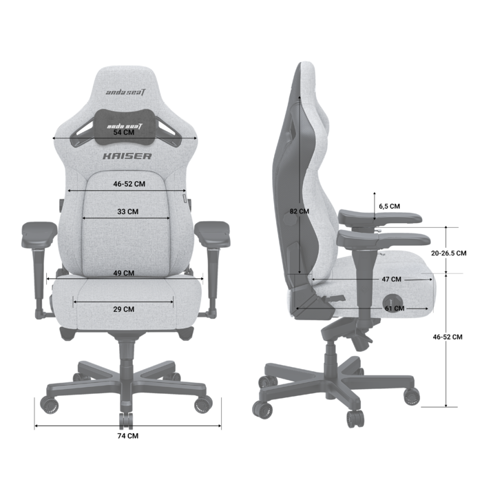 Крісло ігрове Anda Seat Kaiser 4 Dark Grey Fabric Size L