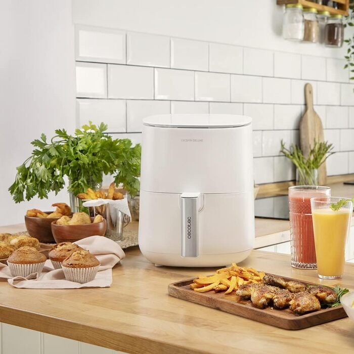 Аерофритюрниця Cecotec Cecofry Deluxe Rapid Sun 2,5 л, 1400 Вт, 8 програм, до 200°C, біло-бежева