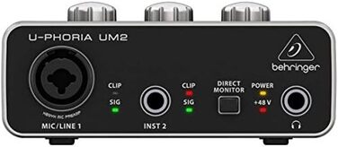Аудіоінтерфейс Behringer U-PHORIA Studio 2x2, 24-біт/192 кГц, з мікрофонними преампами Midas - Студійний набір