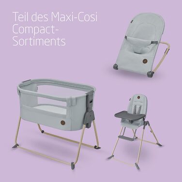 Дитяче ліжечко-колиска Maxi-Cosi Tori 2-в-1, від 0 до 6 місяців, 0–9 кг, компактне, 5 рівнів висоти, портативне, сітчасті стінки, колір сірий