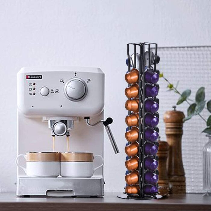 Обертова підставка для капсул Nespresso XIAPIA на 40 штук, чорна, органайзер для зберігання кавових капсул