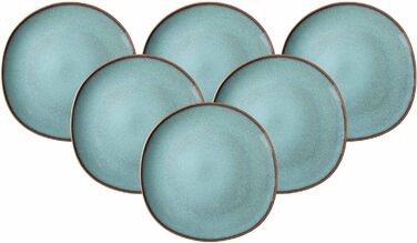 Обідні тарілки Villeroy & Boch Lave Glacé, 6 шт, 28 см, круглі, унікальна глазур, скандинавський дизайн, стонована кераміка, бірюзові