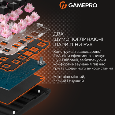 Дротова механічна клавіатура GamePro MK160 V2 Warden QLAB Sakura Black (MK160-V2-B-QS)
