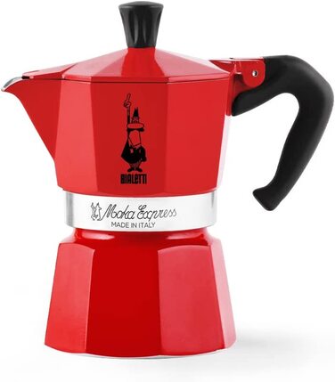 Кавоварка гейзерна Bialetti Moka Color, алюмінієва, 1 чашка, червона, для плити, справжня італійська кава