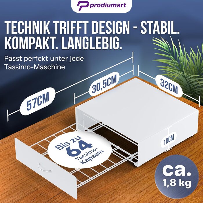 Тримач для капсул Tassimo на 64 кавових капсул, елегантний диспенсер-підставка для кавомашини Tassimo, білий