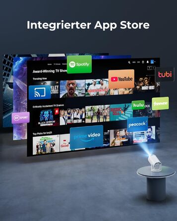 Mini проектор 4K Beamer з Android 14, WiFi 6 та Bluetooth 5.4 – 20000 Люмен, Автокорекція трапеції, Портативний кінотеатр для дому (білий, 15x11x18 см)