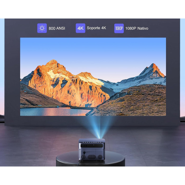Проектор Mini Beamer 4K Smart з WiFi6, Dolby Audio, Bluetooth, 1080P, Автофокус, Вертикальна корекція, Короткий кидок, Вбудовані додатки (Бежевий)