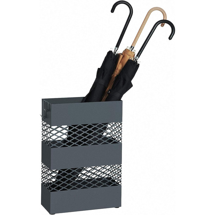 Металевий підставка для парасольок SONGMICS, прямокутний, 28x12x41 см, з піддоном для води, гратчастий дизайн, антрацит