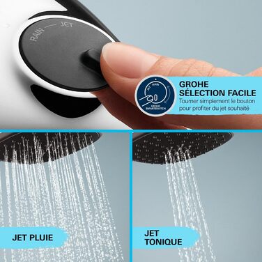 Набір для душу GROHE Vitalio 110, хром, 14 л/хв, зі змінними струменями, 60 см, для кріплення без свердління або свердління
