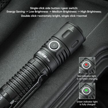 Тактичний ліхтарик Wurkkos TD04, 3000 люмен, LED, акумуляторний, надяскравий, 8 режимів, IP68, чорний, для кемпінгу