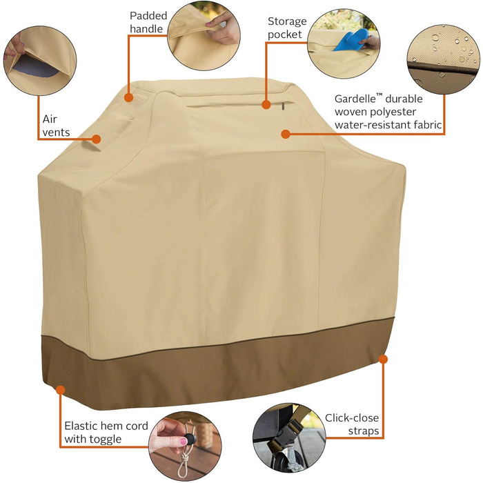 Чохол для гриля Classic Accessories Veranda, водонепроникний, для малих BBQ-грилів, 97x56x112 см, колір Pebble/Bark/Earth