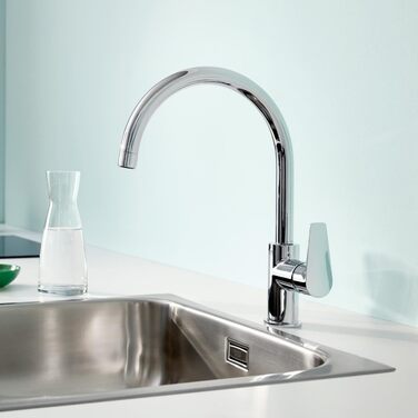 Змішувач кухонний GROHE StartEdge з високим виливом, поворотний на 360°, хромований (30529001)