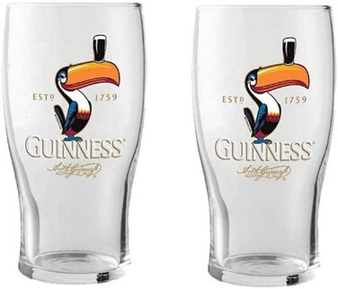 Пивні келихи Guinness з туканом, 2 шт, скло, оригінал