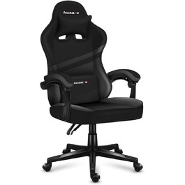 Ігрове крісло huzaro Force 4.4 Carbon, ергономічне, з підголівником і ломбардною подушкою, до 130 кг, регулювання висоти, тканина та екошкіра, чорне