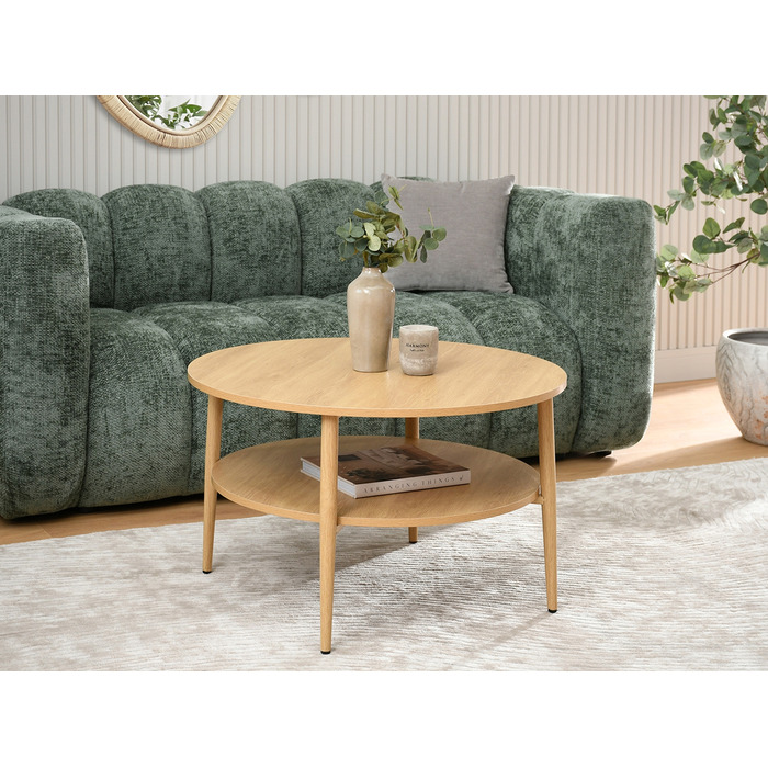Круглий кавовий столик Mebel-Partner, 80 x 80 x 45 см, колір дуб