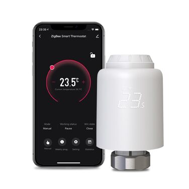 Розумний термостат для радіатора MOES ZigBee: програмований WLAN термостат опалення з датчиком відкриття вікна, енергозберігаючий, сумісний з Alexa та Google Home