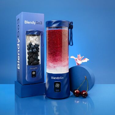 Портативний блендер BlendyGo 3 для смузі, 550 мл, USB зарядка, BPA-free, PulseMotion & BlendPro технологія, темно-синій