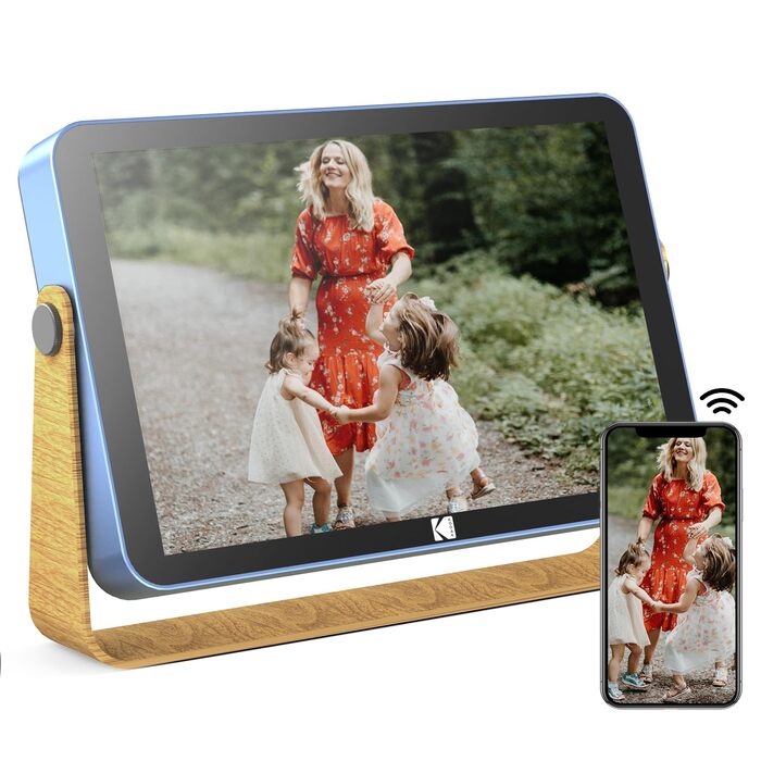 Цифровий фотоальбом Kodak 10 дюймів з акумулятором, Wi-Fi, 16 GB, IPS HD сенсорний екран, Bluetooth, для дому та офісу (Blue, 10 дюймів)
