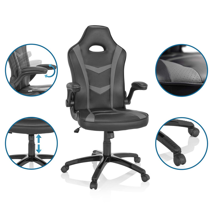 Офісне крісло / крісло керівника GAME SPORT B імітація шкіри чорний HJH OFFICE